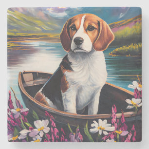 Porta-copo De Pedra Cachorro Beagle em uma Canoa: Uma Aventura Cênica
