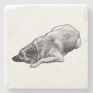 Porta-copo De Pedra Cachorro de Mangá Calmo Adiciona Calor à Mesa de F