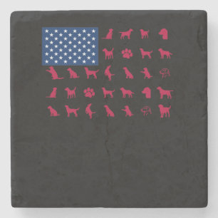 Porta-copo De Pedra Cachorro   Labrador Retriever EUA Flag