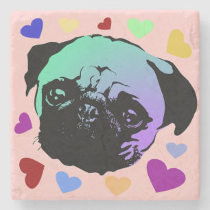 Porta-copo De Pedra Cachorro Pug Filhote PopArt Estilo Retro