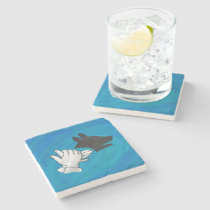 Porta-copo De Pedra Cachorro Sombra em Azul