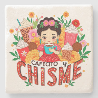 Porta-copo De Pedra “Cafecito y Chisme” Amante do Café Latina