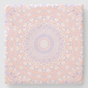 Porta-copo De Pedra Caleidoscópio cor-de-rosa, branco e azul