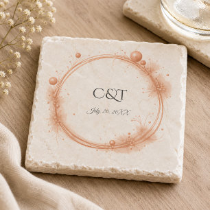 Porta-copo De Pedra Caligrafia de Casamento com Faíscas Elegante