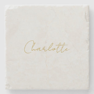 Porta-copo De Pedra Caligrafia Dourada Cor Cinza Personalizada Edição 