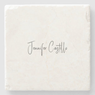 Porta-copo De Pedra Caligrafia Minimalista Branca Simples