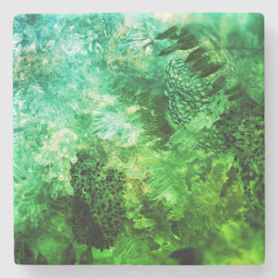 Porta-copo De Pedra Camadas de Cristais Verdes