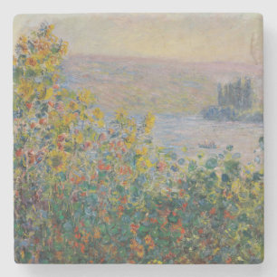 Porta-copo De Pedra Camas de Flores em Vétheuil, Paisagem Impressionis