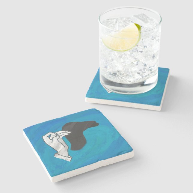 Porta-copo De Pedra Camelo Sombra em Azul (Lateral)