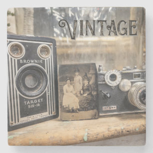 Porta-copo De Pedra Câmeras Vintage e Impressão de Foto