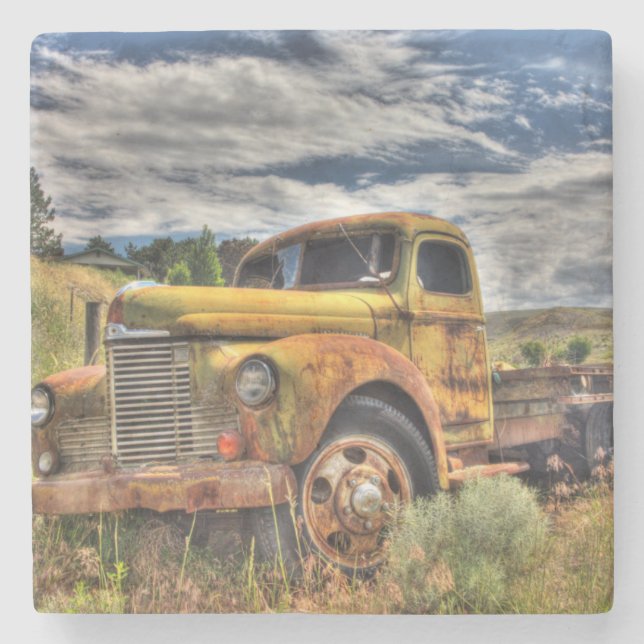 Porta-copo De Pedra Caminhão velho abandonado no campo (Frente)