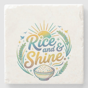 Porta-copo De Pedra Camiseta engraçada de breakfast 'Rice and Shine'