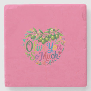 Porta-copo De Pedra Camiseta Olive You So Much