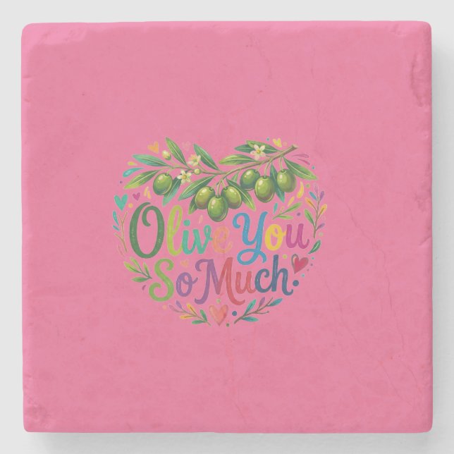 Porta-copo De Pedra Camiseta Olive You So Much (Frente)