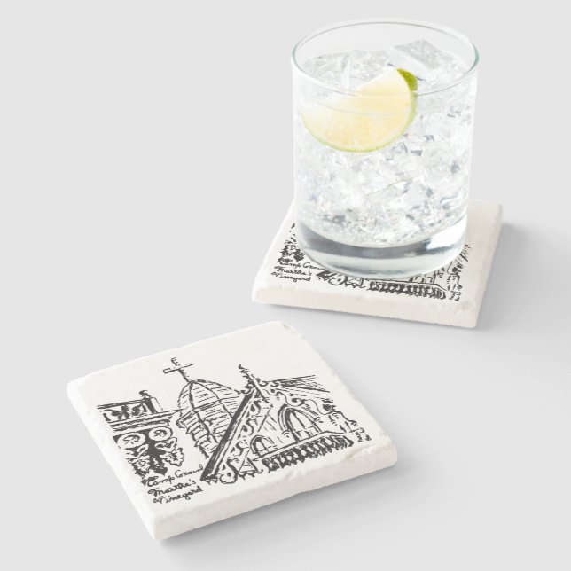 Porta-copo De Pedra Campground Motif by Babbie - Martha's Vineyard (Lateral)