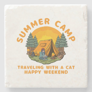 Porta-copo De Pedra Campo de verão viajando com um gato