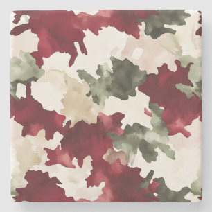Porta-copo De Pedra Camuflagem Creme Verde Vermelho