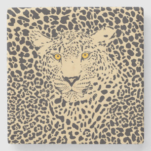 Porta-copo De Pedra Camuflagem Leopardo Negro e Beige Em Manchas