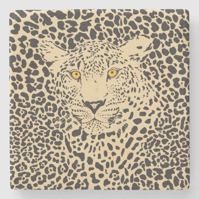 Porta-copo De Pedra Camuflagem Leopardo Negro e Beige Em Manchas (Frente)