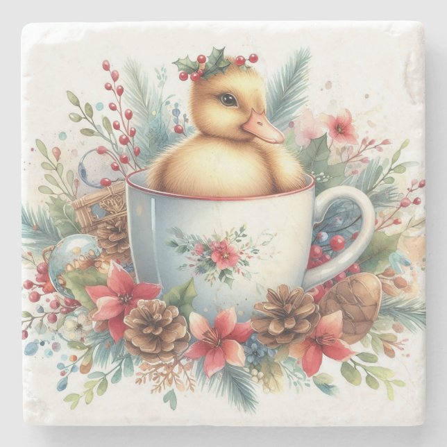 Porta-copo De Pedra Caneca de Natal Pato (Frente)