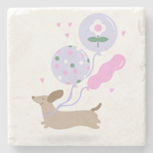 Porta-copo De Pedra Cão Cachshund Weiner Cão Cachinho Rosa