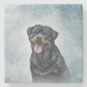 Porta-copo De Pedra Cão de Rottweiler
