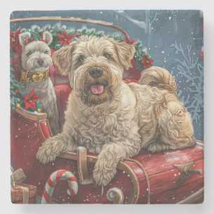 Porta-copo De Pedra Cão Terrier Wheaten Natal Festivo