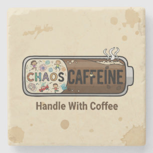Porta-copo De Pedra Caos & Cafeína Mãe com Humor Vida de Mãe Café
