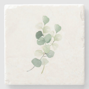 Porta-copo De Pedra Capa de Edredão Folhas de Eucalipto Verde Pastel