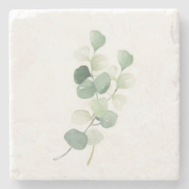 Porta-copo De Pedra Capa de Edredão Folhas de Eucalipto Verde Pastel