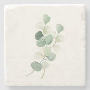 Porta-copo De Pedra Capa de Edredão Folhas de Eucalipto Verde Pastel