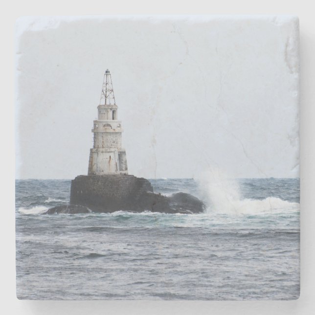 Porta-copo De Pedra Capa de mar com farol (Frente)