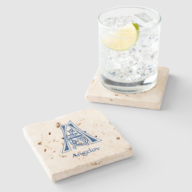 Porta-copo De Pedra Capital Decorativo Botânico Medieval A (Lateral)