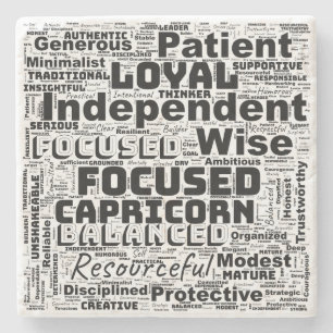 Porta-copo De Pedra Capricorn Zodiac Word Cloud Inspiration