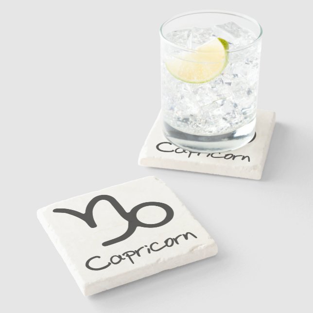 Porta-copo De Pedra Capricórnio Zodiac - Sinal em Branco (Lateral)