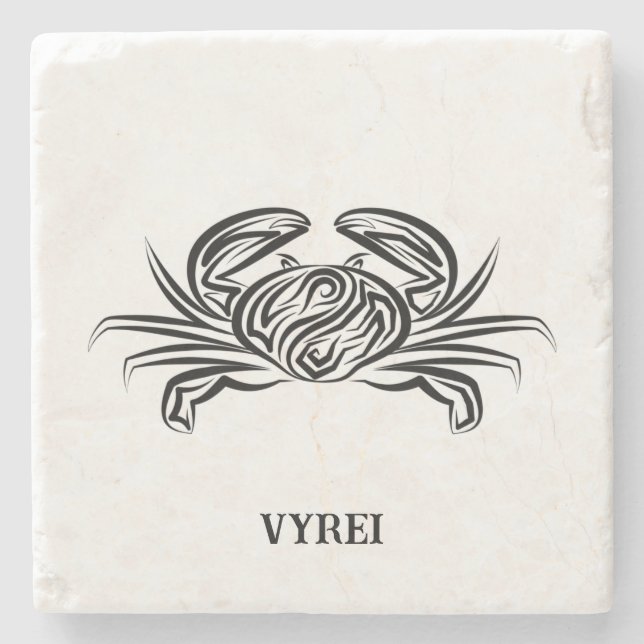 Porta-copo De Pedra Caranguejo Tribal Negro e Branco (Frente)