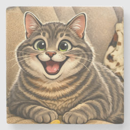 Porta-copo De Pedra Caricatura de gato 
