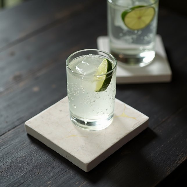 Porta-copo De Pedra Carrara Dourada Marble Abstrato - Vestígios Luxe (Luxe sophistication for your home. Carrara Gold Marble coasters with elegant veins.)