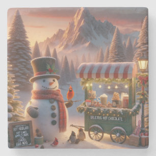 Porta-copo De Pedra Carrinho de Chocolate Quente do Boneco de Neve do