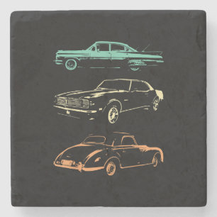 Porta-copo De Pedra Carros vintage - Retro Gráfico dos anos 80 e 90