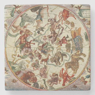 Porta-copo De Pedra Carta Celeste Antiga da Estrela do Norte de 1660