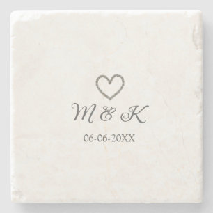Porta-copo De Pedra Carta moderna do nome do casal de casamento do Sil