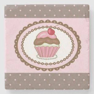 Porta-copo De Pedra Cartão de aniversário com cupcake