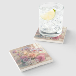 Porta-copo De Pedra Cartão de Saudação de Flores de Mola 3D com Rosas