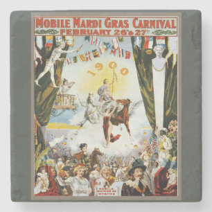 Porta-copo De Pedra Cartaz de arte vintage do Carnaval de Mardi Gras d