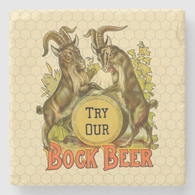 Porta-copo De Pedra Cartaz de Cerveja Bock Vintage: Antigo Salão de Bo (Frente)