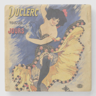 Porta-copo De Pedra Cartaz Francês Antigo Dançarina Art Nouveau