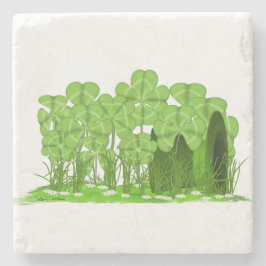 Porta-copo De Pedra Cartola do Leprechaun Deitada em Campo de Shamrock