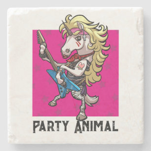 Porta-copo De Pedra Cartoon de Glam Rocker, do Partido Funny Unicorn
