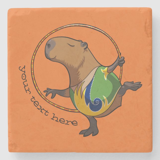 Porta-copo De Pedra Cartoon de Hoop da ginástica de Capybara Rhythmic (Frente)